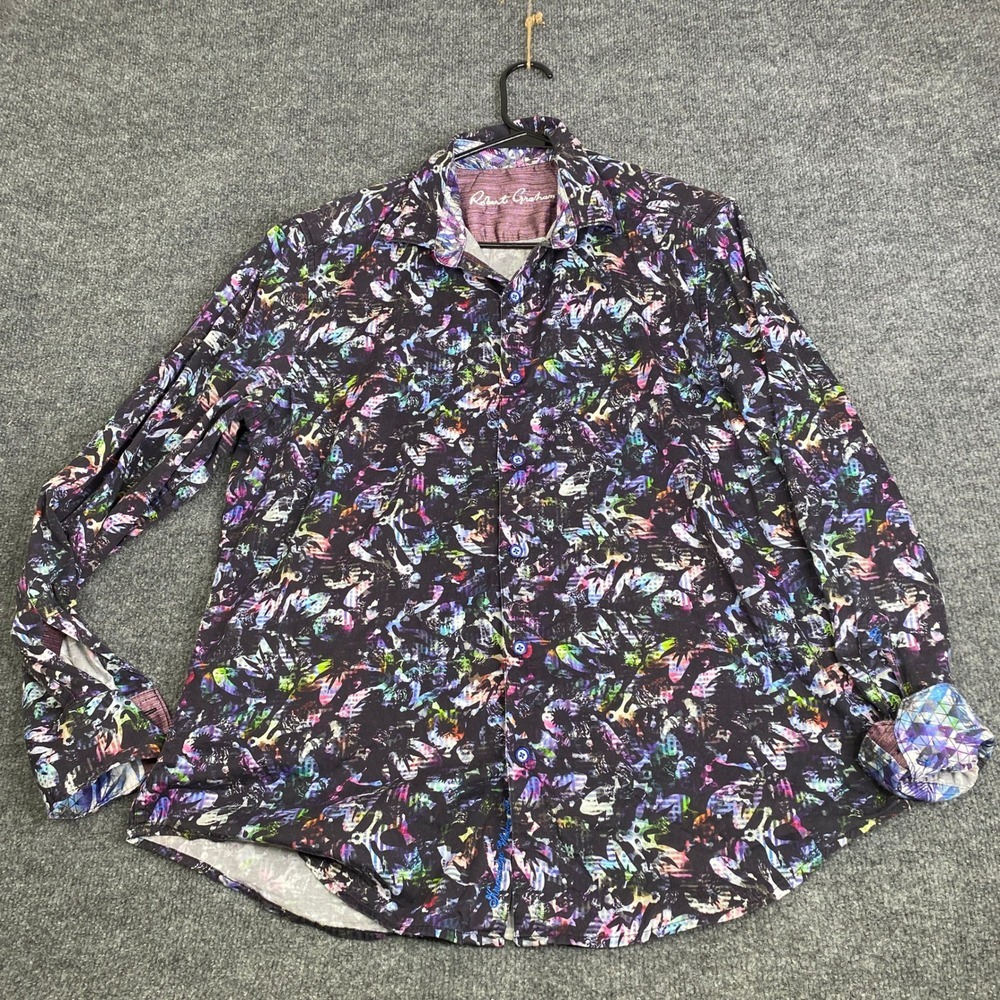 Robert Graham Mens Classic Fit Long Sleeve Button Down Shirt Abstract Print L